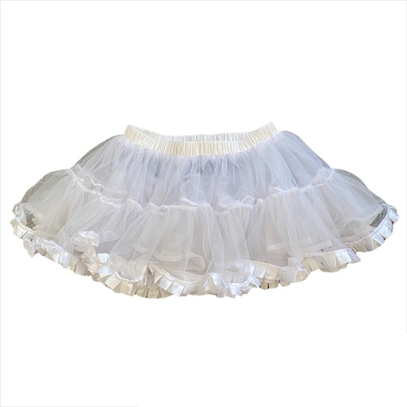 White “Leg Avenue” Sheer Layered Ruffle Mini Tutu Skirt